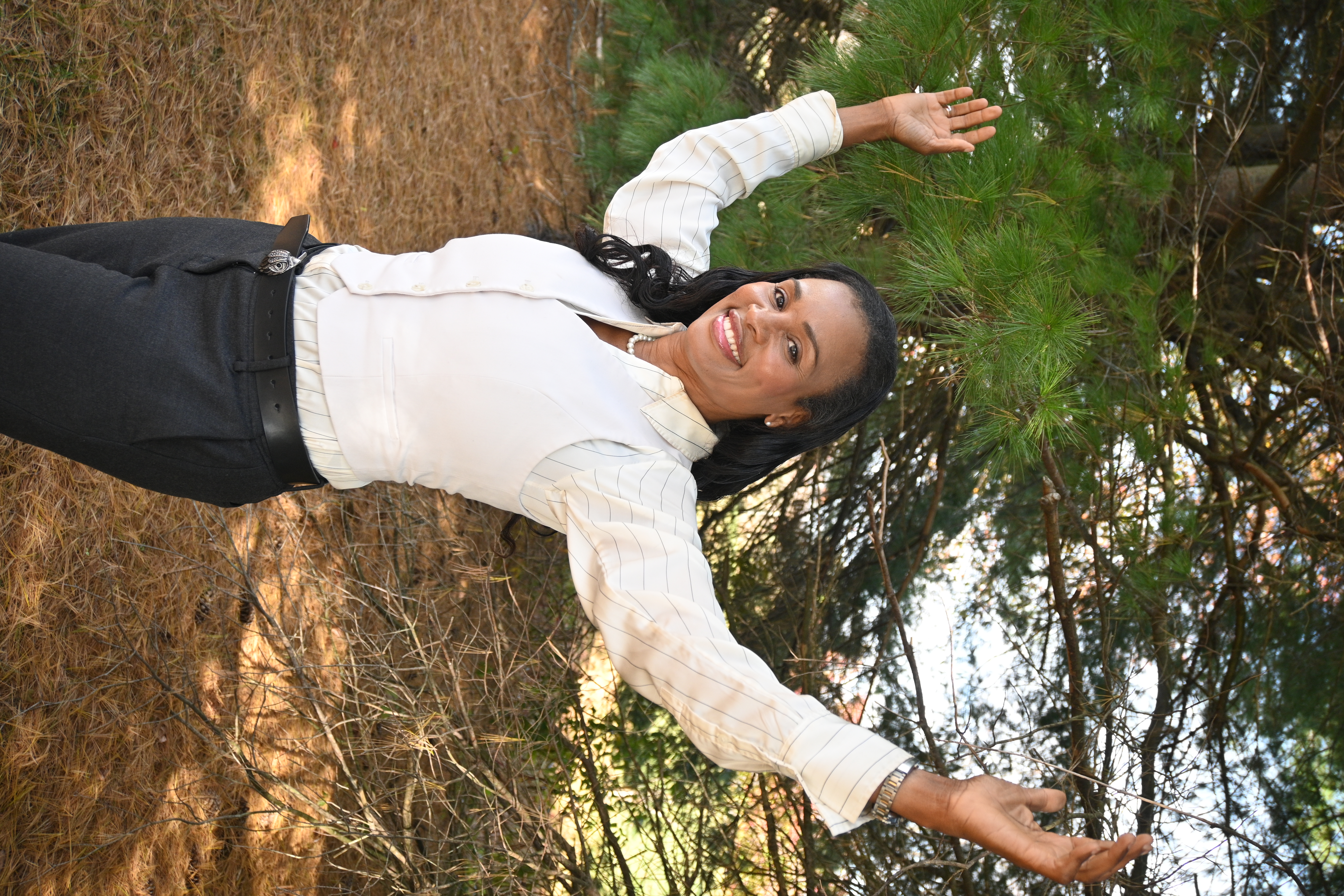 Pamela speaking to an audience